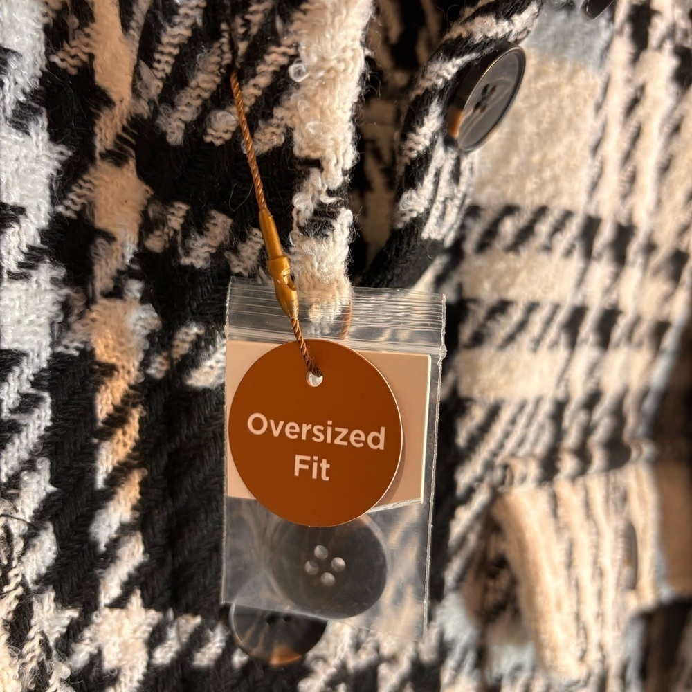 DENVER HAYES Sz L Oversized Shacket Houndstooth Plaid Unlined NEW WITH TAG Shirt - Picture 6 of 9